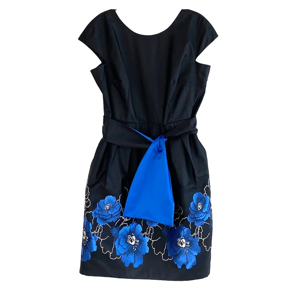 Gorgeous taffeta cap sleeve brocade black & royal